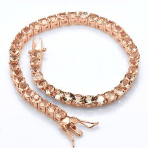 925 Silver Pink Gold Morganite Tennis Bracelet